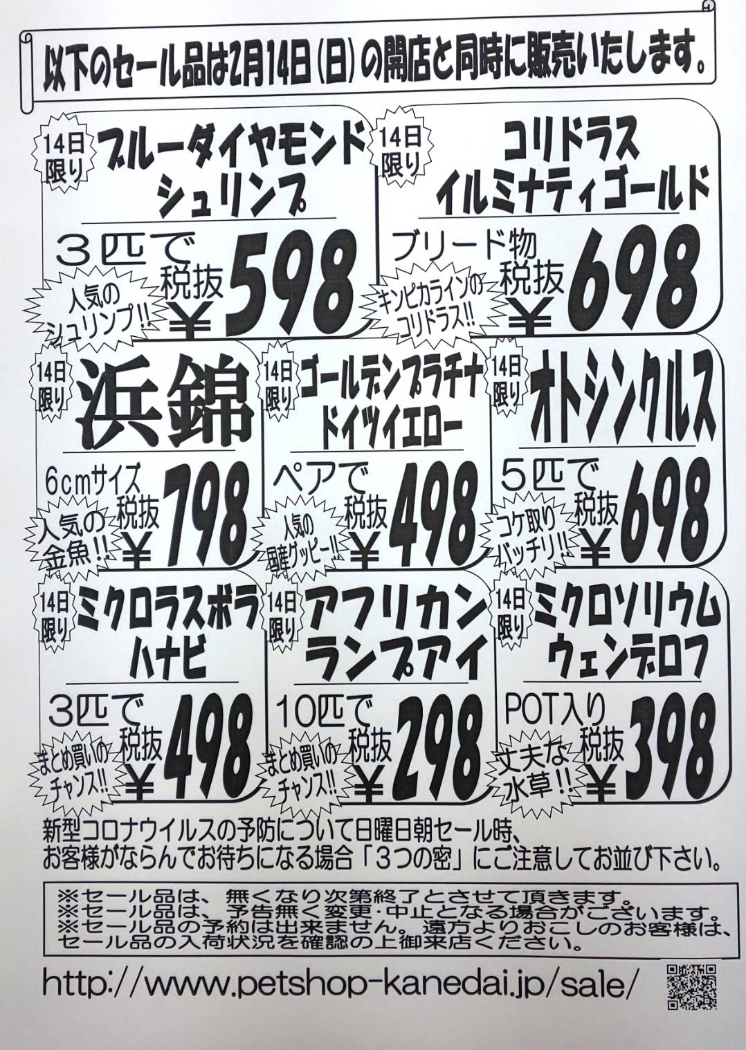 ２月１１日 木 １４日 日 今一番ほしいものセール 激安 熱帯魚 セール アクア ペット かねだい